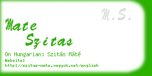 mate szitas business card