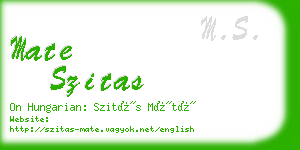 mate szitas business card